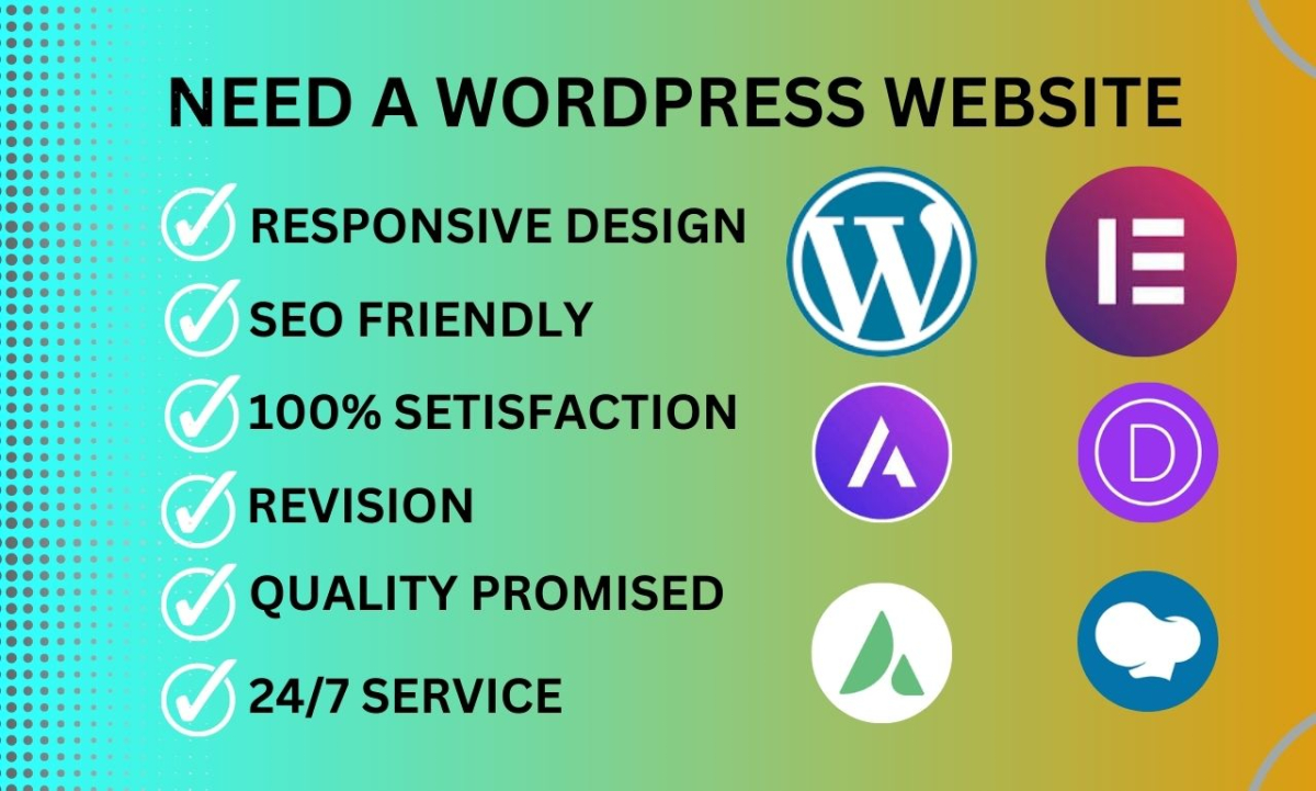 I will create WordPress website using elementor pro or astra pro or divi or Avada