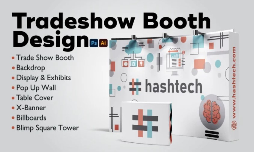 I will design trade show booth and backdrop for your exhibition