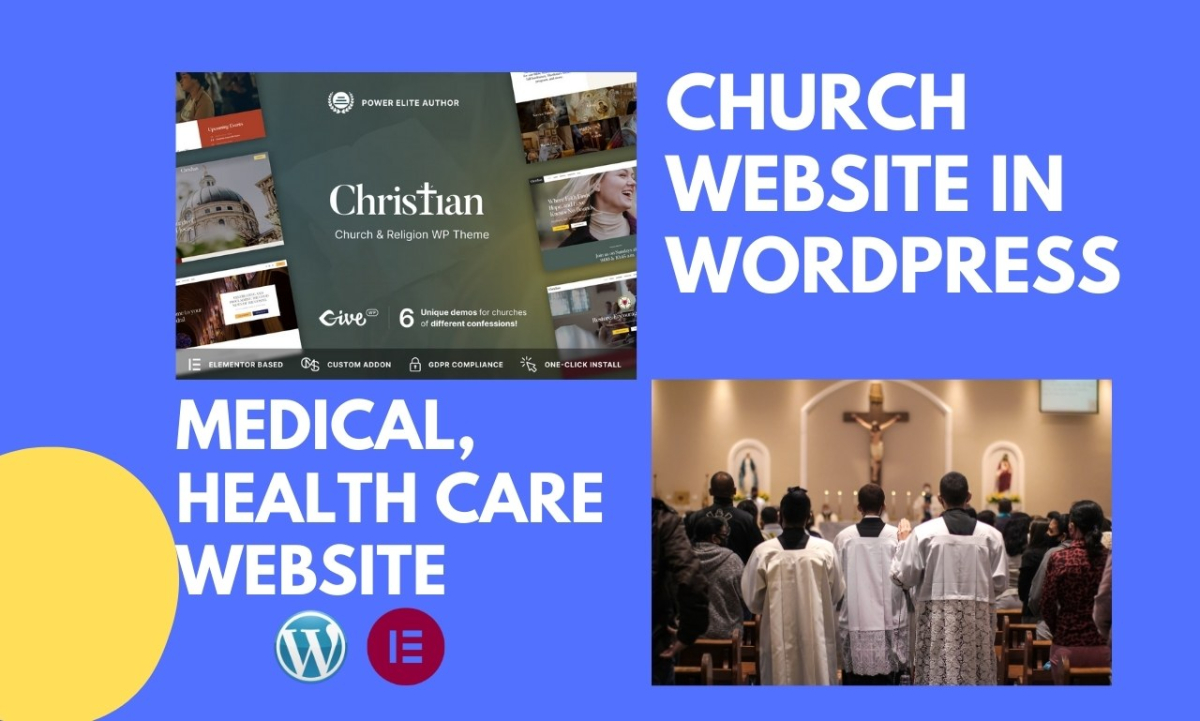 I will do landing page,  medical, health care website or church website in WordPress