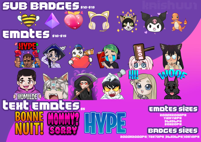 I will create custom twitch emotes and sub badges