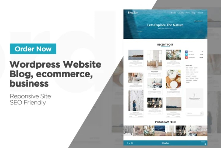 I will create responsive wordpress website, wordpress blog website, ecommerce