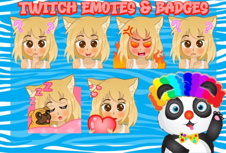 I will design custom chibi anime emotes for twitch or youtube with sub badges