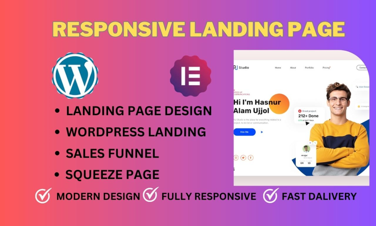 I will create wrodpress landing page or squeeze page or sales funnel any landing page