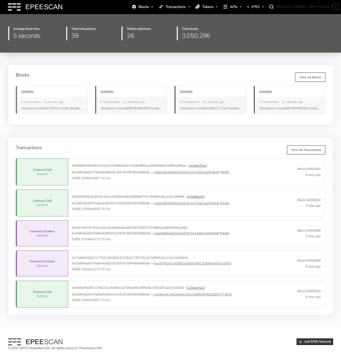 I will create a blockchain explorer for you