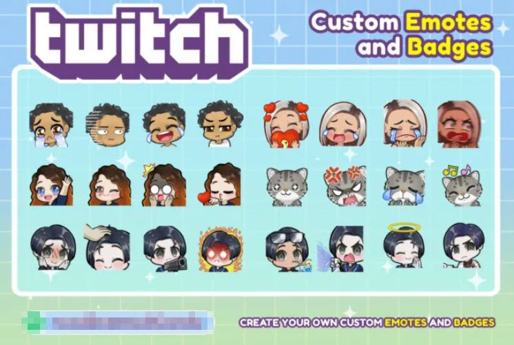 I will create custom twitch emotes and sub badges in chibi style