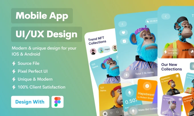 I will do mobile app ui ux design or app ui design using figma