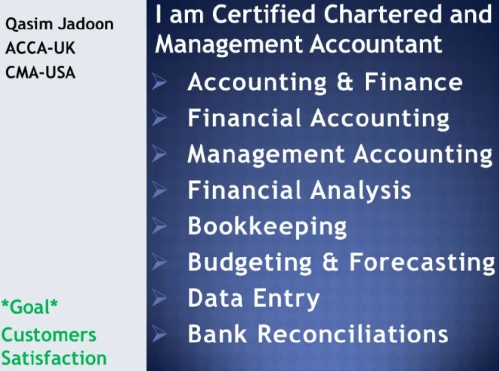 I will do accounting and finance related tasks and projects