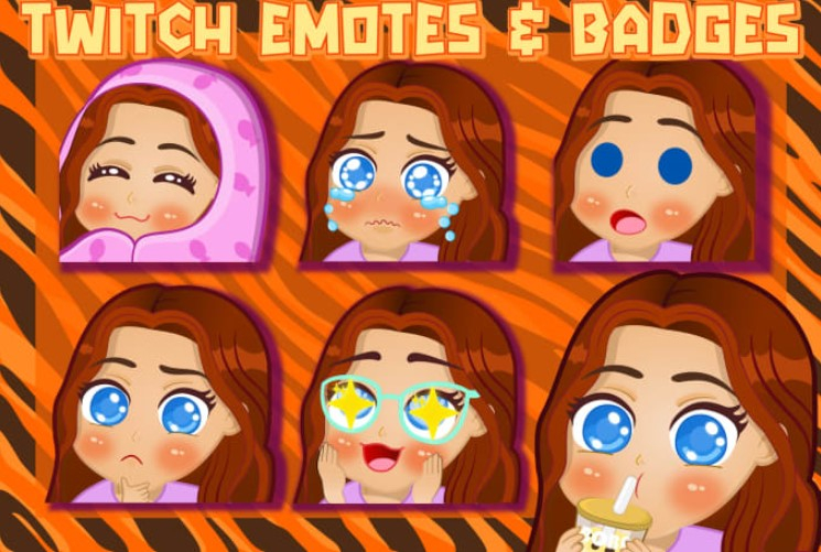 I will design custom chibi anime emotes for twitch or youtube with sub badges