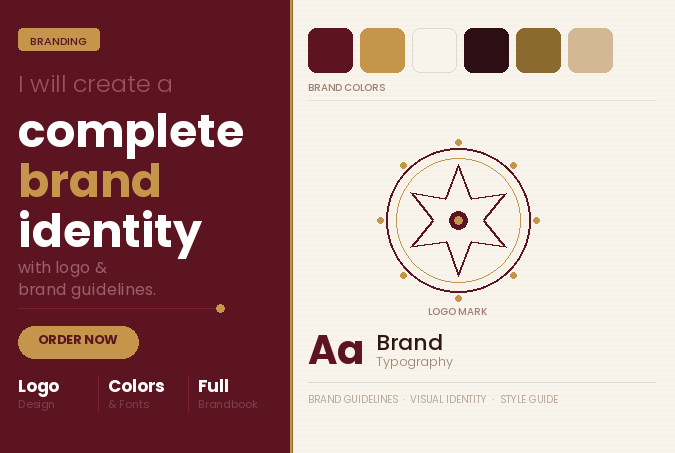 I will create a complete brand identity with logo and brand guidelines