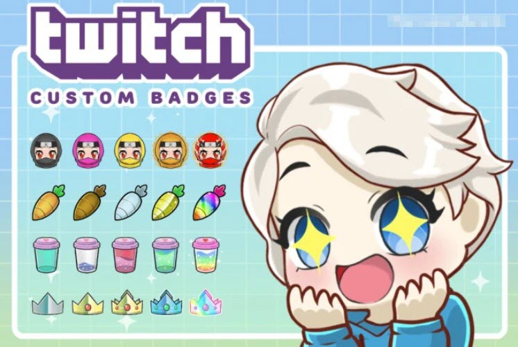 I will chibi anime sub badges and emotes for twitch and discord