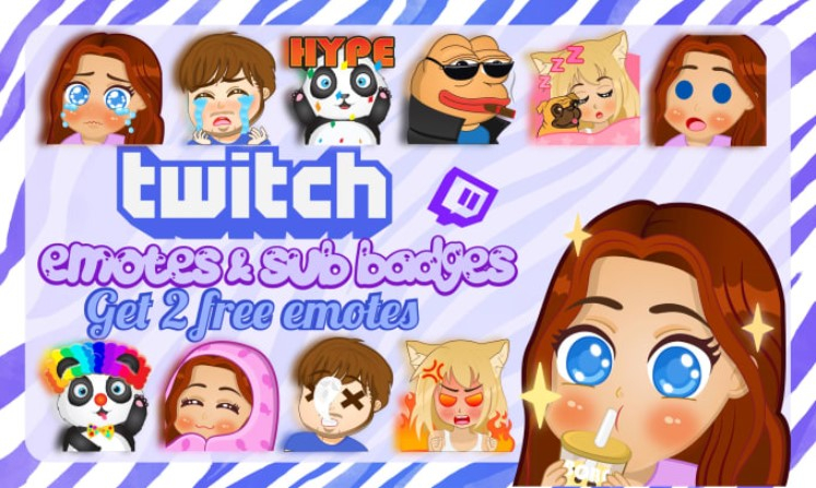 I will design custom chibi anime emotes for twitch or youtube with sub badges