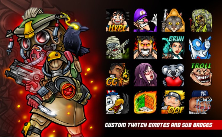 I will create amazing custom twitch emotes or sub badges