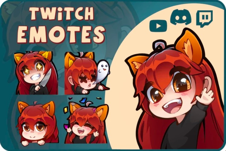 I will draw cute custom twitch emotes and sub badges