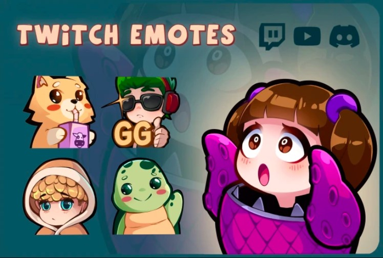 I will draw cute custom twitch emotes and sub badges