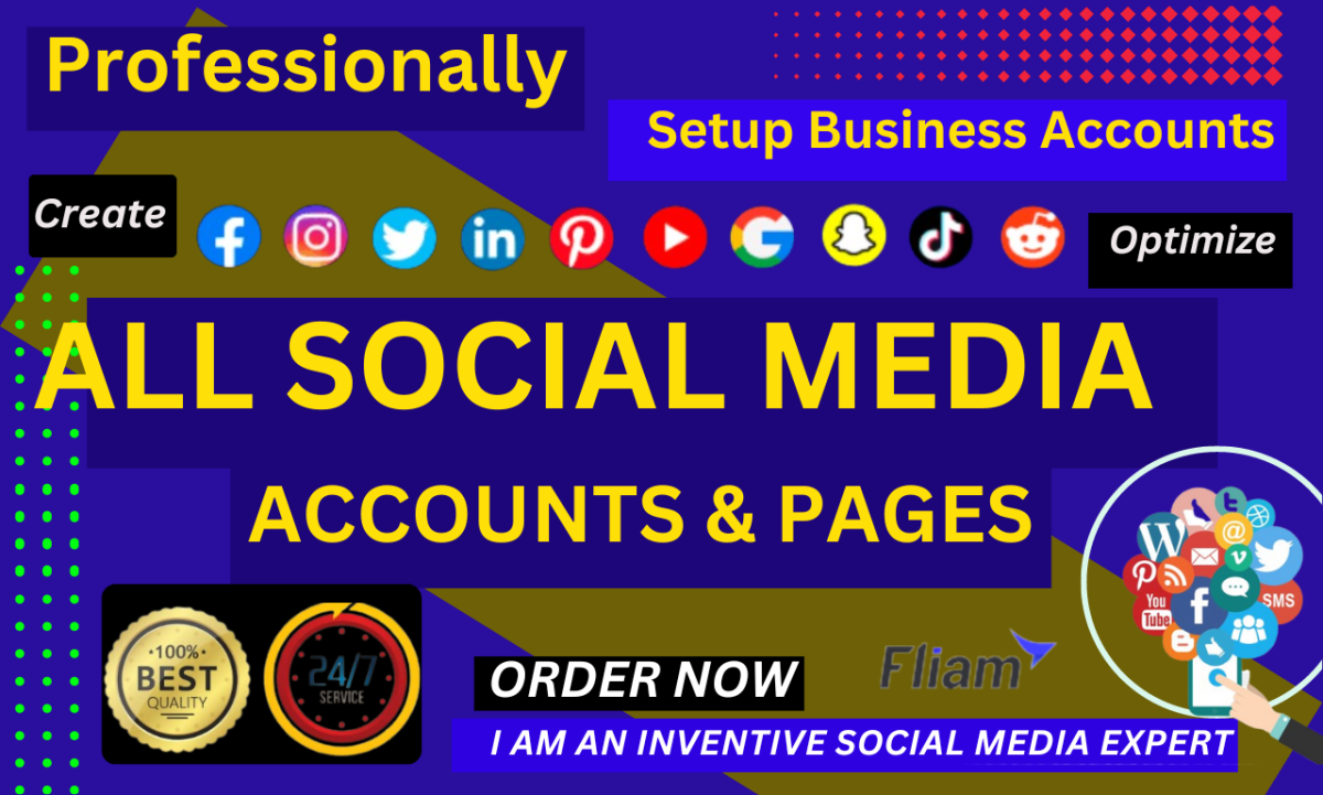 I Will Create And Set up All Social Media Accounts And Pages For Your Business.