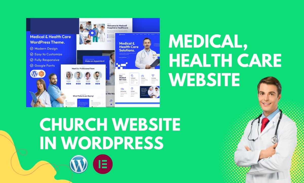 I will do landing page,  medical, health care website or church website in WordPress