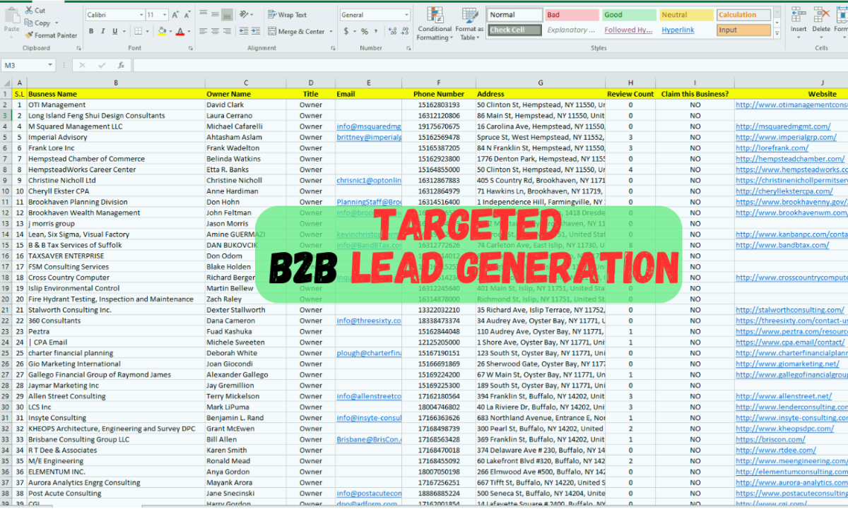 I will generate b2b leads, LinkedIn leads, prospect lists, and targeted lists