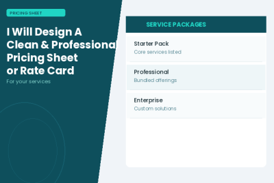 I will design a clean and professional pricing sheet or rate card for your services