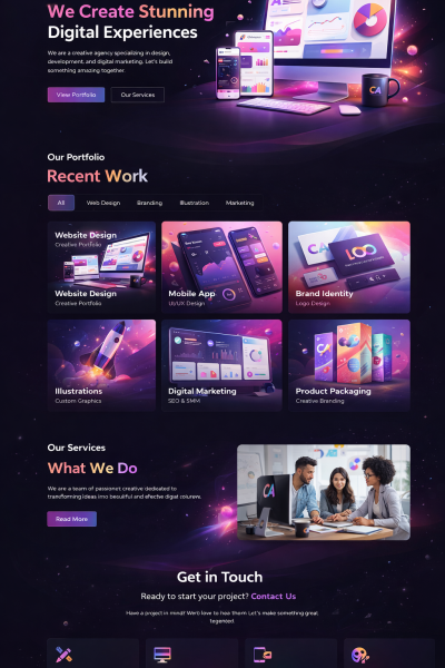 I will build a stunning portfolio or creative agency website with HTML, CSS and JavaScript