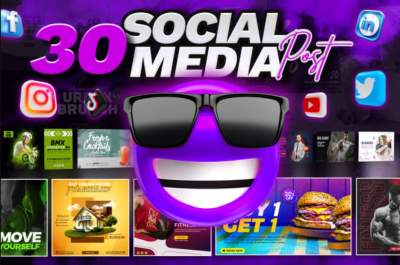I will create 30 attractive social media posts, banners ads designs for a whole month
