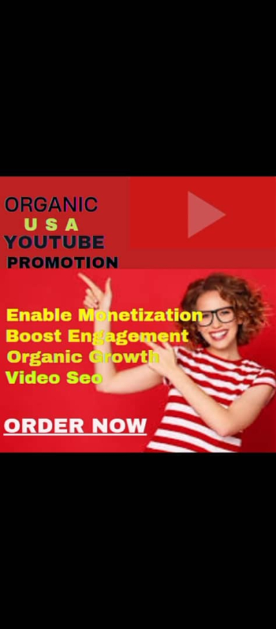 I will do organic USA YouTube channels promotion, USA YouTube video promotion