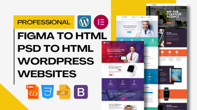 I will do Figma or Psd to Html or WordPress, Responsive web design using Js, Css