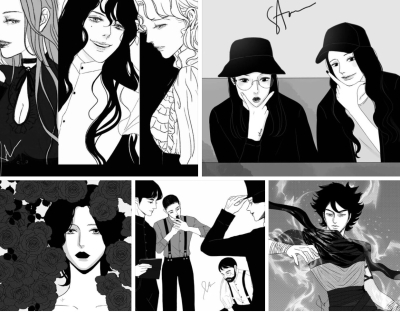 I will draw a black and white character illustration of your OC