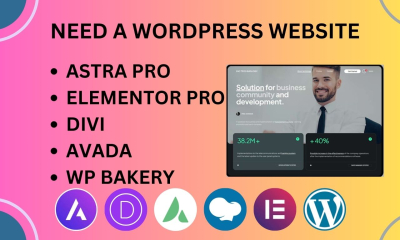 I will create WordPress website using elementor pro or astra pro or divi or Avada