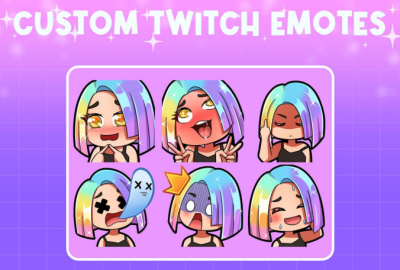I will create cute twitch emotes and sub badges in my chibi style