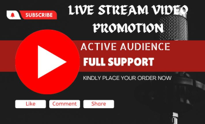 I will do organic video promotion, video streaming, streaming video to large audience