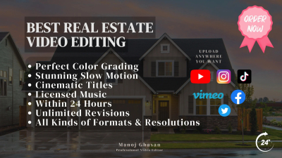 I will edit your real estate tour, walkthrough video within 24 hours 