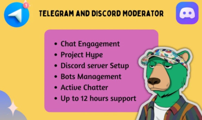 I will be your crypto telegram or nft discord moderator, telegram, nft discord chatter
