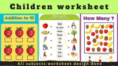 Creative and Unique children worksheet design