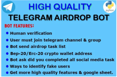 I will make a high quality telegram airdrop bot for you
