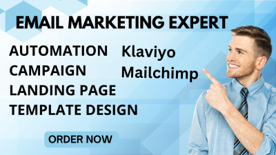 I will be your email marketing manager and klaviyo landing page expert and MailChimp specialist 