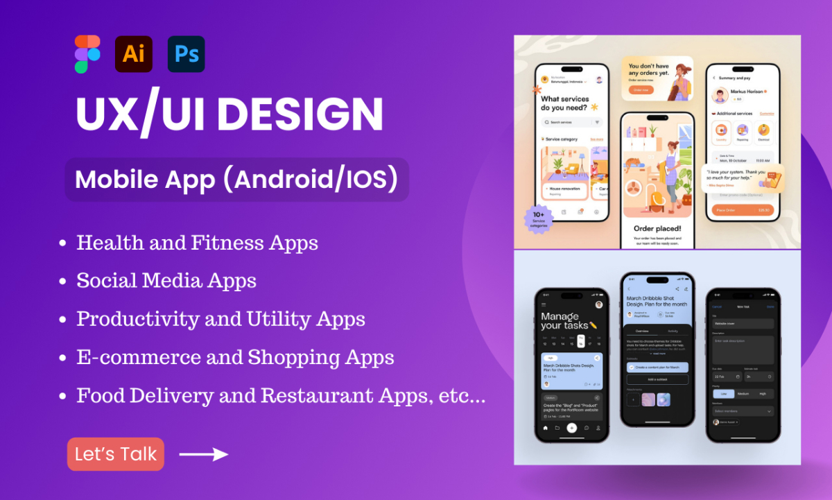 I will do mobile app UI UX design in figma | Fliam