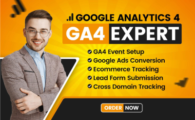 I will setup google analytics 4,ga4 ecommerce tracking,ga4 custom report dashboard