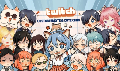 I will create custom twitch emotes, sub badges and cute chibi anime style