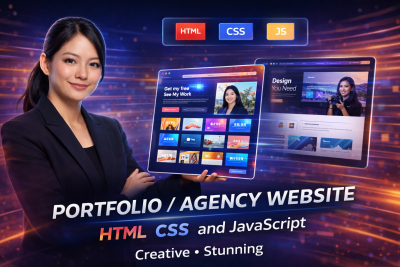 I will build a stunning portfolio or creative agency website with HTML, CSS and JavaScript