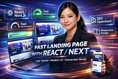 I will design and develop a fast landing page using React or Next.js