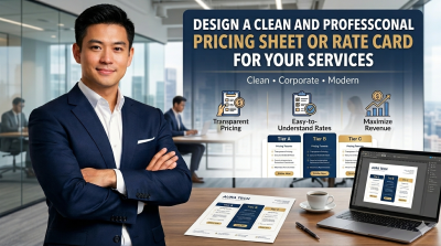 I will design a clean and professional pricing sheet or rate card for your services