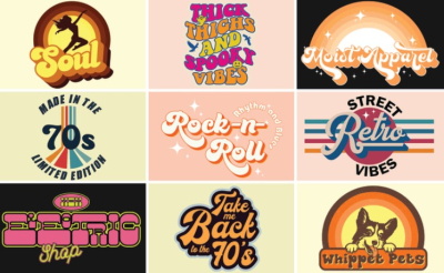 I will design 3d 70s 90s retro vintage typography for t shirt and logo