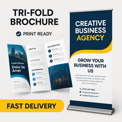 I will design a tri-fold brochure and roll-up banner with fast delivery