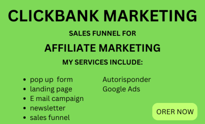 I will do clickbank affiliate marketing sales funnel to boost sales