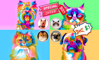 I will draw pop art of dog cat pet and any animals portrait